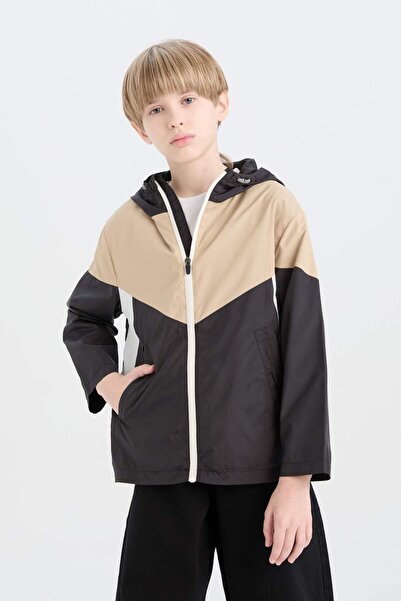 DeFacto Boy's Water Repellent - Hooded and Zippered Raincoat D5921A825Sp