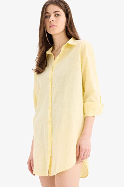 DeFacto Βαμβακερό πουκάμισο παραλίας με κανονική εφαρμογή-Fall in Love W8241A...