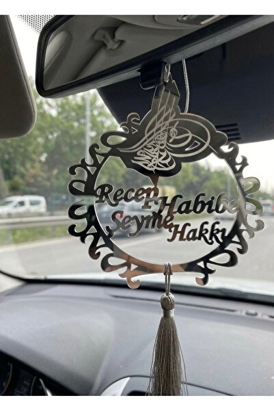 GÜVEN Pleksi Otomobil Dikiz Aynası Süsü Isimli Gümüş Renk