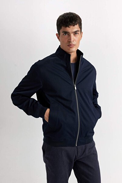 DeFacto Palton cu fermoar cu guler în picioare, slim fit, D7338ax