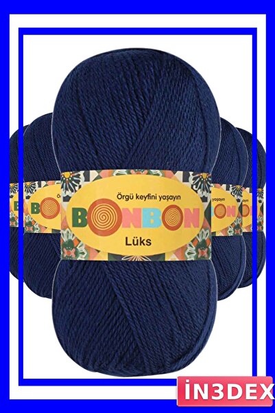 İN3DEX حزمة من 5 قطع من الخيوط الصوفية ذات اللون الأزرق الداكن