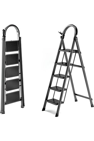 BESTONE Siyah 5 Basamaklı Katlanabilir Merdiven - كايماز بيدلي إيف إيتشي وتيك...