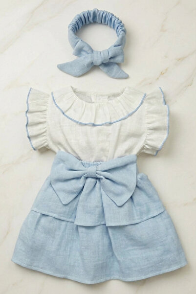 ipek atlas Rochie pentru copii cu bandana de muselina pentru fetita