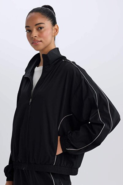 DeFacto Defactofit Oversize Wide Fit Pocketed Woven Zippered Cardigan C9625Ax...