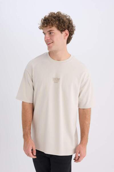 DeFacto Boxy Fit Crew Gât fără călcat Respirabil Imprimat mânecă scurtă Trico...