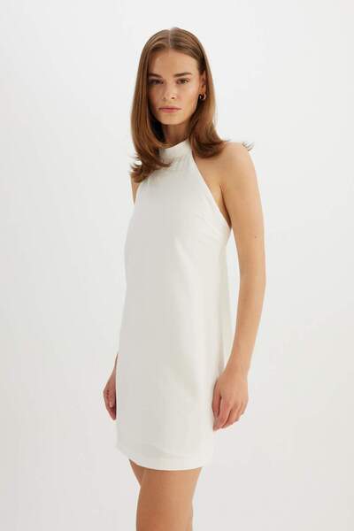 DeFacto Red A-Line Basic Plain Crepe Sleeveless Mini Dress D4115Ax24Hs