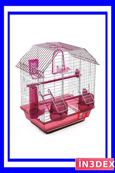 İN3DEX Kiki Excellent Portatif Dik Çatılı Muhabbet Kuşu Kafesi 38x29x20 Cm