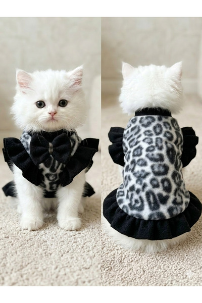 Winnie The Pet سترة مزينة بالفرو بنمط القطط والليوبارد مقاس M