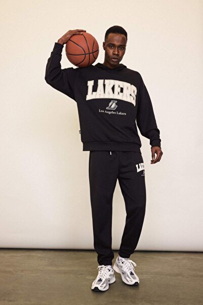 DeFacto Nba Los Angeles Lakers Jogger Sweatpants Standard Fit Pockets Elastic...