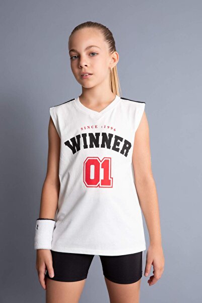 DeFacto V-Neck Sport Printed Athlete Girl Child D2250A824Hs