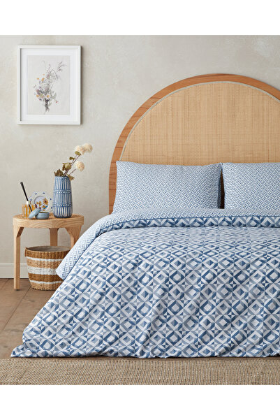 English Home Symetra Kolay Ütülenir Çarşaflı Tek Kişilik Nevresim Takımı 160x220 cm Mavi