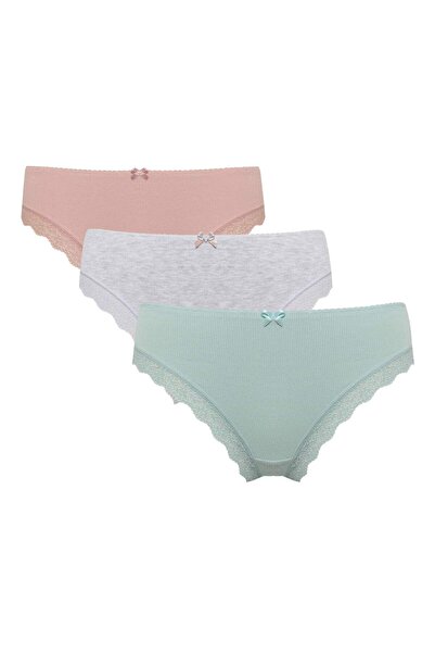 DeFacto Fall in Love Slip din 3 piese cu dantelă cu detaliu din nervuri D8672...