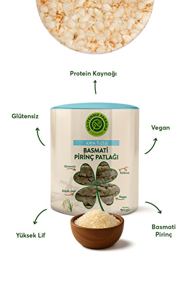 GLUTENSİZ FABRİKA Kaya Tuzu Basmati Pirinç Patlağı 90g x 6 Paket (Glütensiz & Vegan)