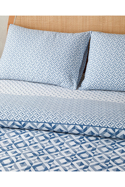 English Home Symetra Kolay Ütülenir Çarşaflı Tek Kişilik Nevresim Takımı 160x220 cm Mavi