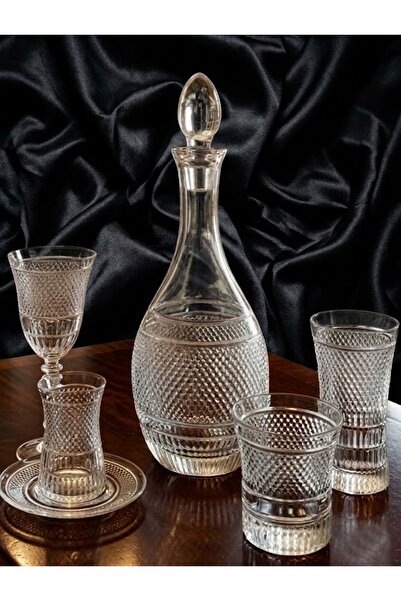 DECOSTYLE Beyzade Şişeli 31 Parça 6 Kişilik Bardak Seti – Kristalize Dekor İş...