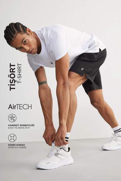 DeFacto Γρήγορο στέγνωμα Slim Fit με στάμπα με λαιμόκοψη ποδηλάτου και κοντομ...