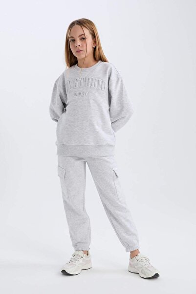 DeFacto Girl's Cargo Pocket Elastic Waist Jogger Sweatpants D2756A824Wn