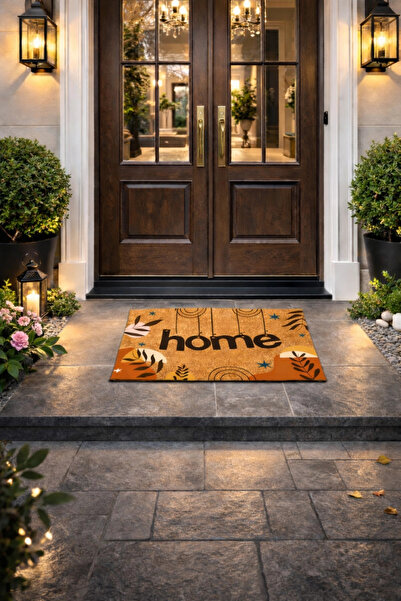 esnature ممسحة أمام الباب على شكل جبل وأوراق شجر بوهيمية مقاس 45 × 70 سم