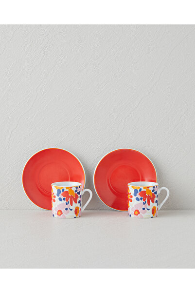 English Home Fabele Porselen 4 Parça 2 Kişilik Kahve Fincan Takımı 80 ml Renkli