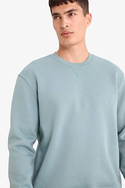 DeFacto Regular Fit Bisiklet Yaka Kalın Basic Düz Sweatshirt T3777AZ24AU