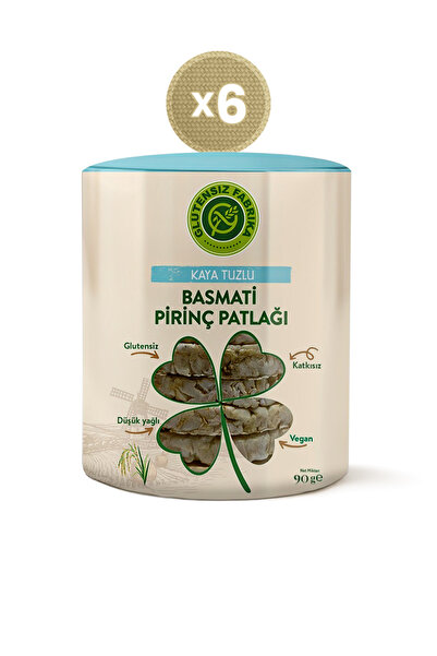 GLUTENSİZ FABRİKA Kaya Tuzu Basmati Pirinç Patlağı 90g x 6 Paket (Glütensiz &...