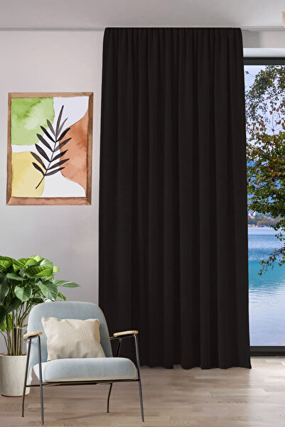 GOCCIA HOME Fon Perde Özel Ölçüye Uygun Keten Görünümlü Pilesiz Salon Otel Ot...
