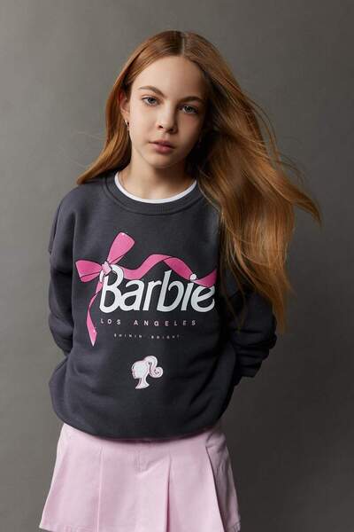 DeFacto Hanorac pentru fete Barbie Relax Fit cu guler rotund D8831A825SP