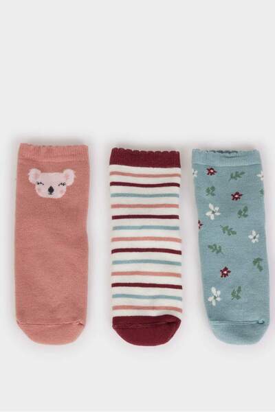 DeFacto Non-Slip Underlay 3-Pack Cotton Pcs Long Socks Baby Girl D2506A5Ns