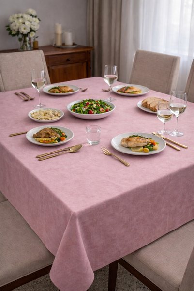 Elen's Velvet D Textured Dertsiz m Tablecloth Economic Elegant for the Kitchen and Living Room Pink