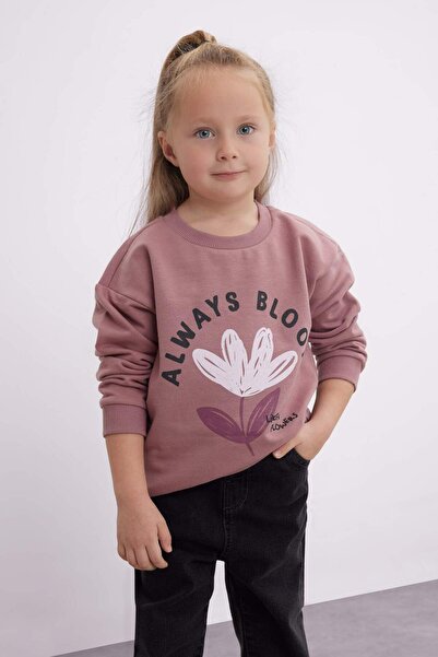 DeFacto Kız Bebek Bisiklet Yaka Çiçekli Sweatshirt D1663A524WN
