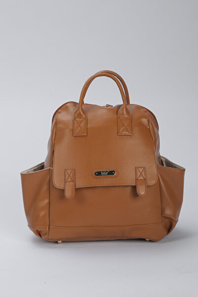 MY Collection M&Y Holifera Tan Leather Baby Care Backpack 7260