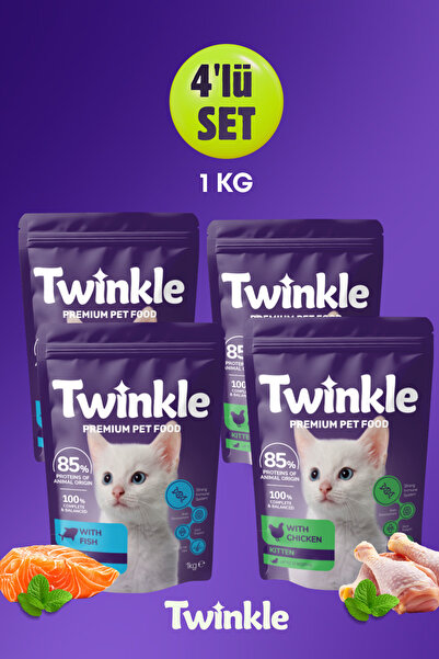 Twinkle Tavuklu ve Balıklı Ayrı Paket Yavru Kedi 2+2 Kg