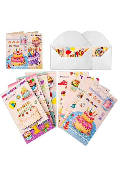 UKR 8-Pack 3D Happy Birthday Greeting Cards