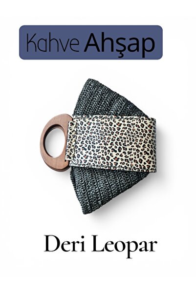 Mimoza Accessories Leopard Printed Piece Wooden Strappy Straw Women's Bag Clu...