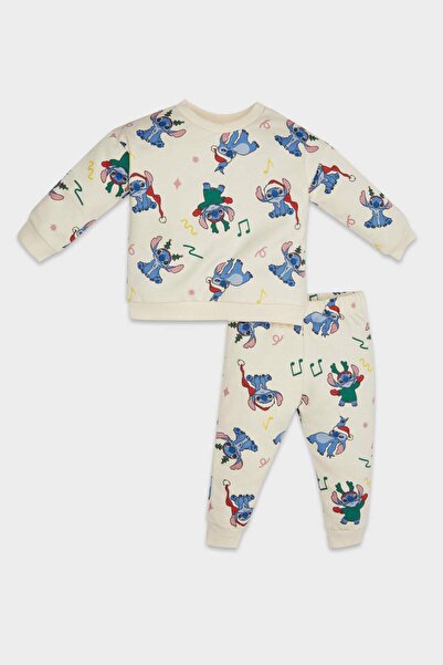 DeFacto Kız Bebek 2li Takım Disney Lilo & Stitch Sweatshirt Beli Lastikli Eşo...