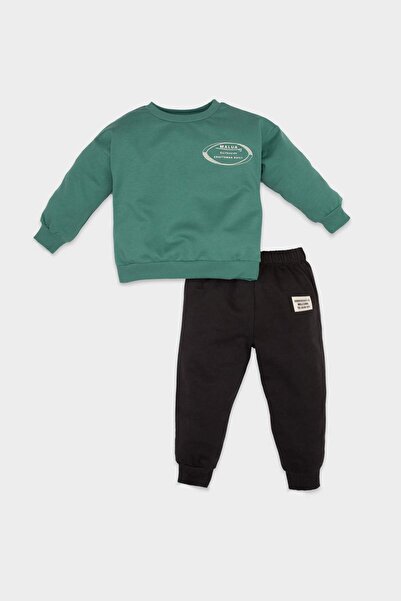 DeFacto Erkek Bebek 2li Takım Baskılı Sweatshirt Beli Lastikli Eşofman Altı B...