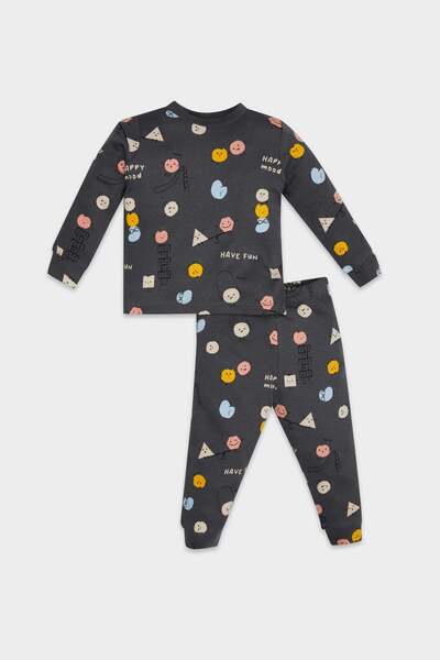DeFacto Pajama Set Patterned Long Sleeve Top Elastic Waist Long Bottom Baby B...