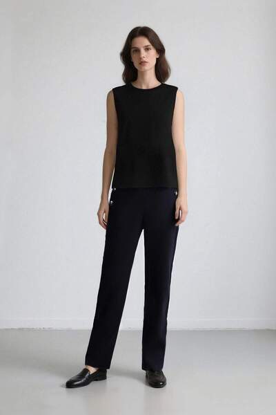 DeFacto Παντελόνι Carrot Fit Carrot Mold Navy Blue Basic ίσια τσέπη Ψηλόμεση ...