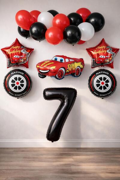Patladı Gitti Σετ μπαλονιών γιορτής γενεθλίων με θέμα τα αυτοκίνητα 7 ετών