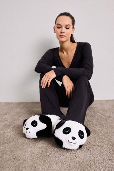 DeFacto Women's Panda Themed Plush Slippers C8509Ax24Au
