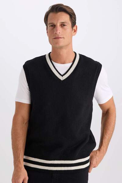 DeFacto Standard Fit V-Neck Sweater Sweater E5265Ax24Wn
