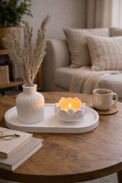 Lydia Accessory Dekoratif Pampas Iskandinav Mini Kuru Çiçek Vazosu Ve Lotus T...
