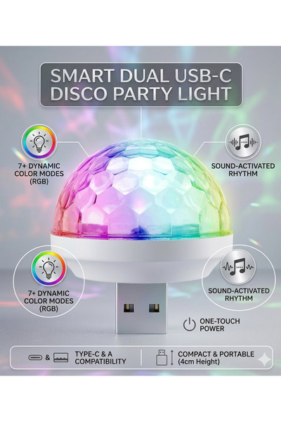 Generic مصباح LED متعدد الألوان بمنفذ USB صغير