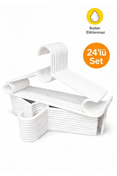 VARLIQ 24 Adet Giysi Elbise Askısı Plastik A Kalite Beyaz