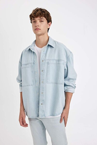 DeFacto Dfc - Oversize Fit Jean Long Sleeve Shirt