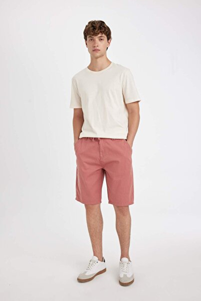 DeFacto 100% Cotton Regular Fit Straight Leg Gabardine Bermuda Shorts C5397Ax...