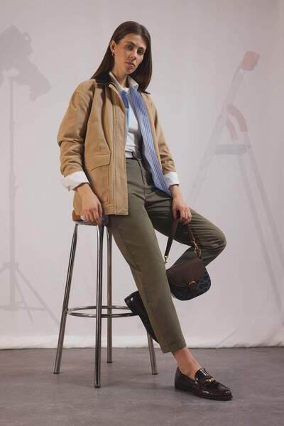 DeFacto Carrot Fit Габардинні штани з поясом, кишенями, високою талією та пря...