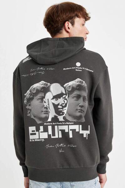 DeFacto Hanorac cu glugă cu spate imprimat Boxy Fit C6147AX24AU