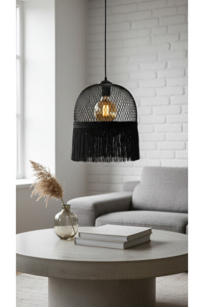 365GUNSERİSONU Siyah Endüstriyel Metal Hasır Tel Kafes İp Detaylı Model Hol m...