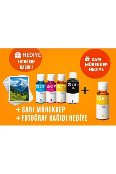 HP GT51XL Mürekkep Kartuş Takımı +1 Sarı Hediyeli